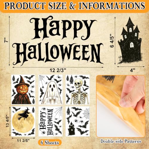 Vintage Halloween Window Clings 6 Sheets (6 Count)