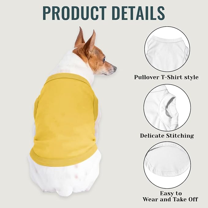 Custom Dog Clothes Shirts for Small Large Dogs Breathable Pet Shirt Customized Image Text Sleeveless Tank Tops for Puppy Cats Customize Pets Apparel Gifts, Yellow, 3XL