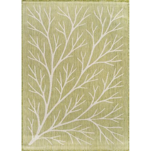 Washable Indoor Outdoor Rug 5x7 Modern Area Rugs Branch Pattern Non Shedding Waterproof Easy Clean Patio Deck Porch Living Room Bedroom Garden RV (35 Sq Ft)