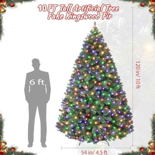 10ft Prelit Fraser Fir Wide Artificial Christmas Tree with RGBW Light