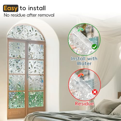 Reusable Static Cling Rainbow Window Privacy Film Decorative