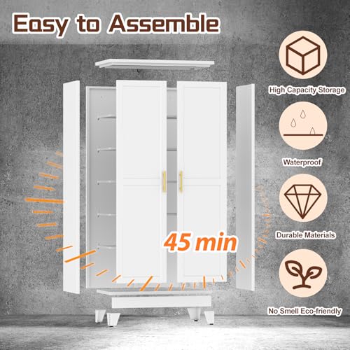 75" Metal Kitchen Pantry Cabinet