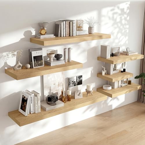 55 x 12 Deep Floating Shelves Wall Mounted Set of 1 Oak