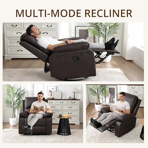360° Swivel Rocking Leather Recliner Chair Set of 2 (2 Count)