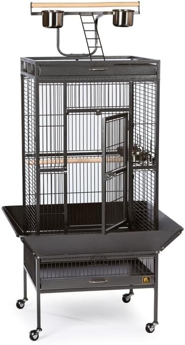 Suburban Sophistication Playtop Bird Home with Spacious Design, Durable Materials, Removable Perches Black/Small