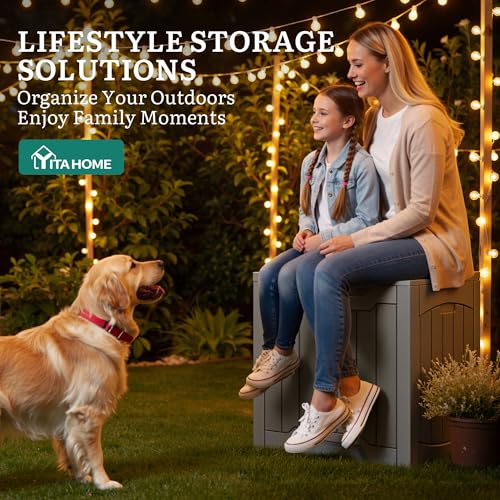 31 Gallon Resin Deck Box Outdoor Storage Box and Waterproof