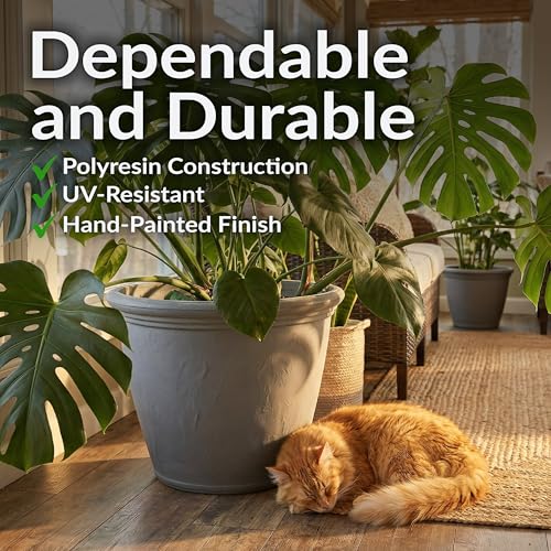 Sunnydaze Anjelica 20'' Large Plastic Planter Pot for Plants
