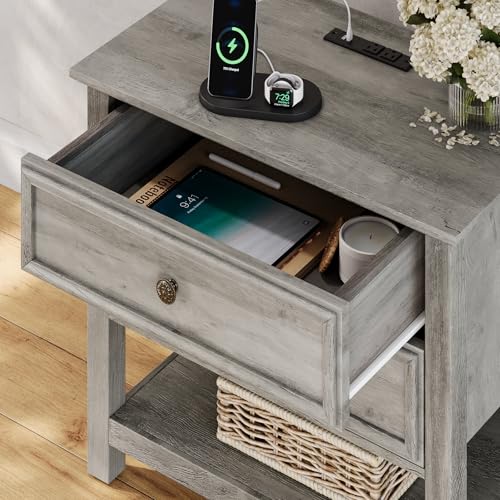 Large Nightstand with Charger Station