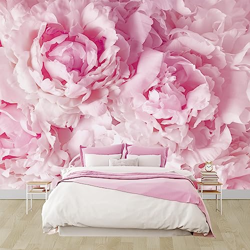 Pink Floral Large Peony Wallpaper Mural for Girl's Room Bedroom