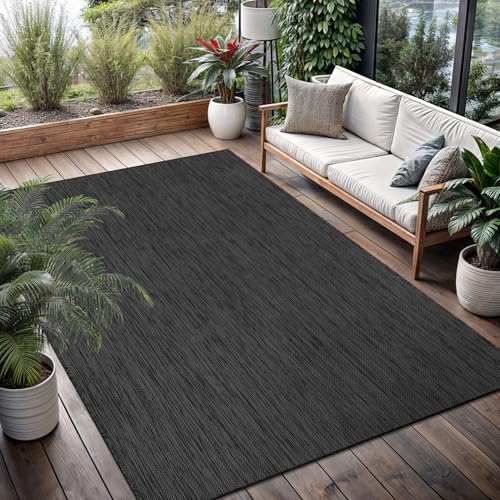 Washable Indoor Outdoor Rug 8x10 Weather Resistant Area Rugs Modern Solid for Porch Deck Balcony Backyard Patio Outside Carpet (80 Sq Ft)