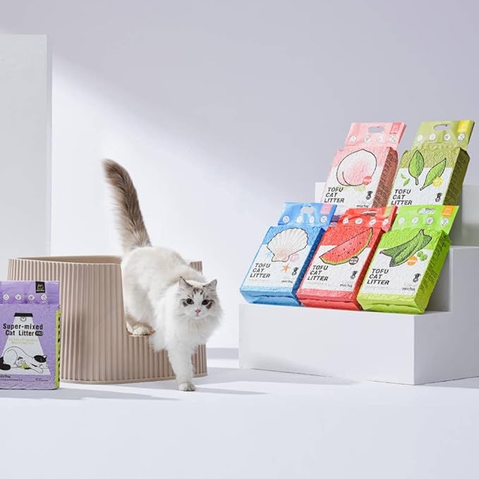 Tofu Cat Litter Natural Clumping Tofu Cat Litter 5.5lb/88oz 5 Scents (Watermelon + Wonder Litter, 2 Pack)