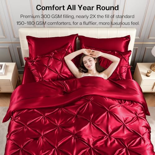 Satin Queen Comforter Set Burgundy