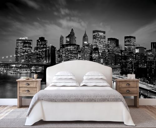 Black New York City Wallpaper Mural Peel and Stick for Bedroom
