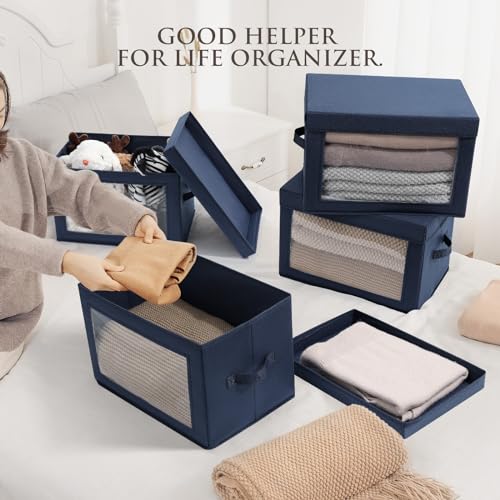 Minimalist 6 Pack Large Fabric Storage Bins with Lids (6 Count)