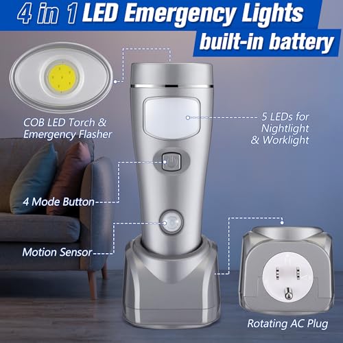 9 Pack 4 in 1 LED Emergency Lights for Home Power Failure (9 Count)