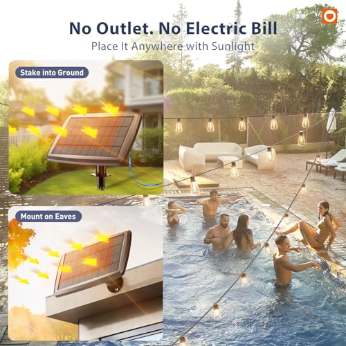 102FT(96+6) Solar String Lights Outdoor with Remote, Last 30+ Hrs (102 Foot)