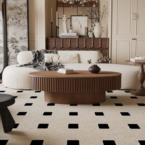 Oval Coffee Table with Storage Modern Coffee Table with Solid Wood Veneered