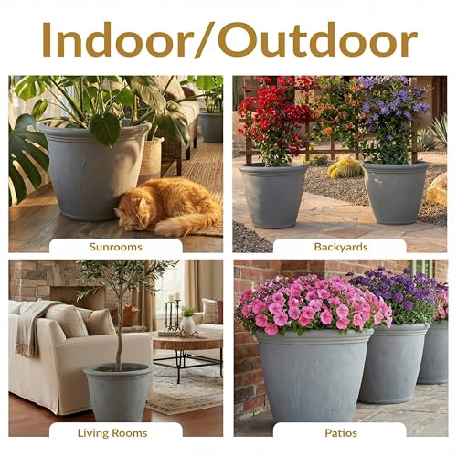 Sunnydaze Anjelica 20'' Large Plastic Planter Pot for Plants