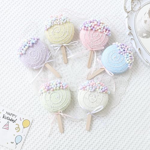 Colorful Macaron Lollipop Party Decorations (6 Count)