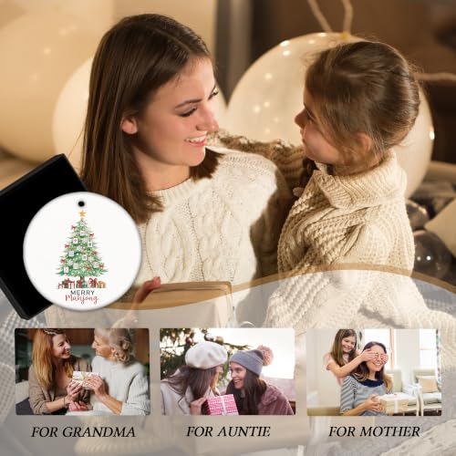 White Snowflake Mahjong Christmas Tree Ceramic Ornament Gifts