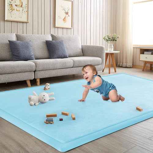Baby Play Mat for Floor Nursery Muscle Area Rug Playroom Rug 47"x47" Elastic Foam 1.3" Thick Crawling Mat for Babies