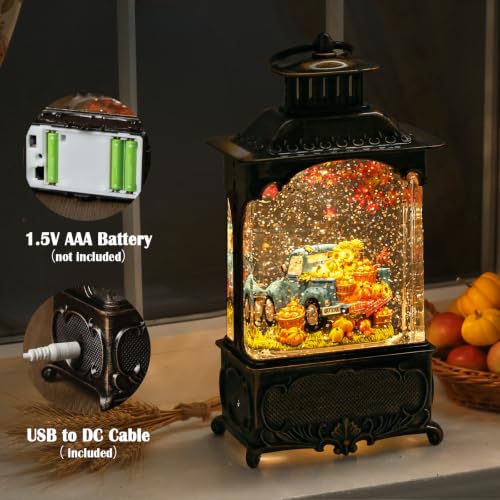 Fall Snow Globe Lantern Pumpkin Truck Fall Decorations for Home