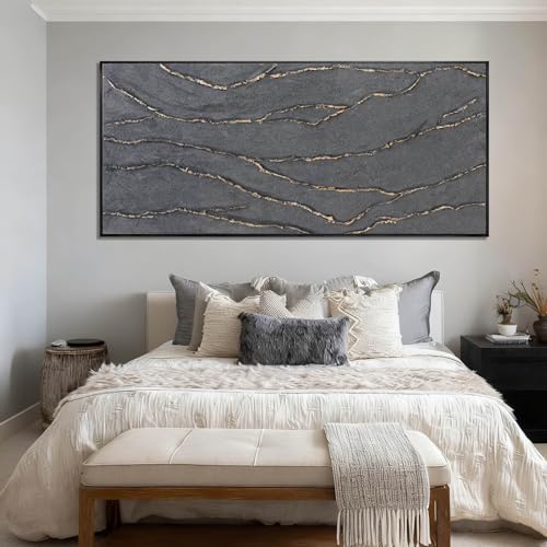 Contemporary Hand Painted Wall Art Line Wall Decor Abstract Canvas Painting 32"x70" Large Canvas Artwork for Living Room Kitchen Bedroom