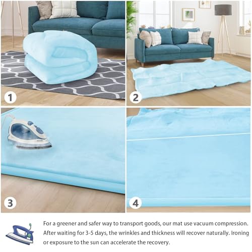 Baby Play Mat for Floor Nursery Muscle Area Rug Playroom Rug 65"x50" Elastic Foam 1.3" Thick Crawling Mat for Babies