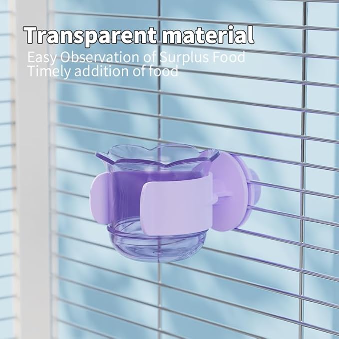 2pcs/4pcs PET Bird Bowls with Clamp, Bird Cage Feeder, Durable Water Bowl, Feeding Cups, Water Feeder for Cockatiel, Parakeet, Macaw, Finches, Lovebirds, Small Animals Gray (Purple, 4pcs)