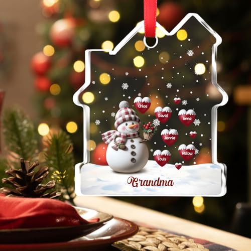 Happy Christmas Snowman Glass Ornament