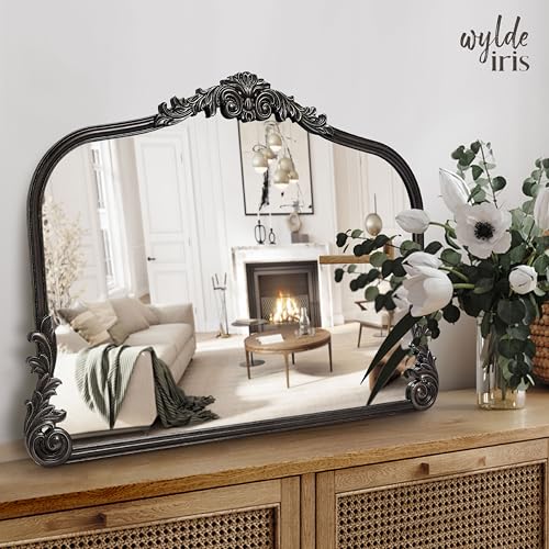 English Estate Carved Arch Wood Wall Mirror
