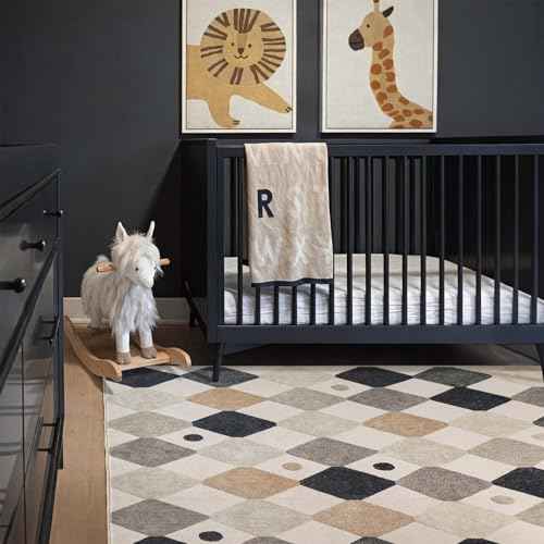 4x6 Checkered Area Rug Washable Classroom Kids Rug Marble (24 Sq Ft)