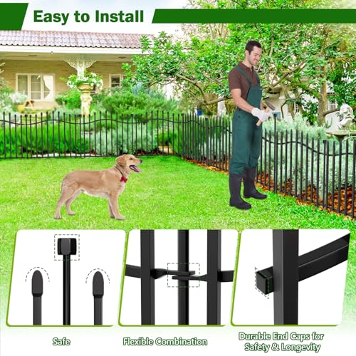 No Dig Garden Fence 24" H x 22.5'L Decorative Yard Dog Outdoor Panels (4.82 Sq Ft)