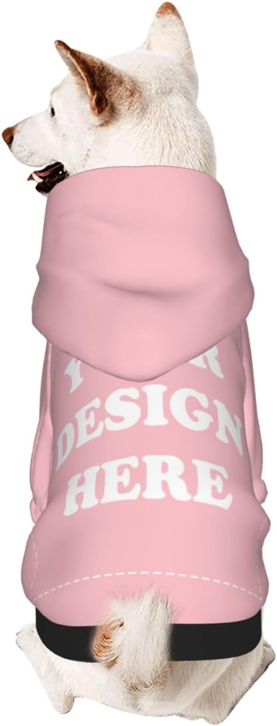 Personalized Dog Hoodie, Custom Dog Costumes for Small Dogs, Holiday Happy Dog Clothes Football Pet Shirt Sweater with Name Number for Girl/Boy Cats/Kitten, Pink, S