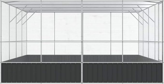 Large Metal Heavy Duty Walk-in Aviary Cage, Ample Activity Space Bird Cage with Lockable Door Also for Chickens and Rabbits, Silver 164.6"x163"x83.5" Steel,-513