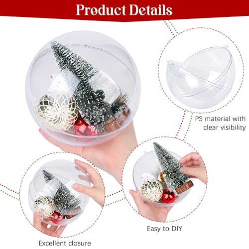 12 Pieces 6.3 Inch Christmas Clear Plastic Fillable Ball Ornaments (50 Count)