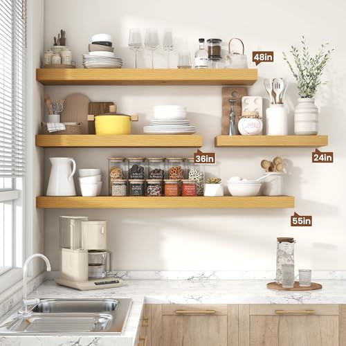 Floating Shelves 47.2" W x 10.3" D Oak Set of 1