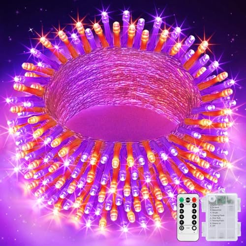 33FT 100 LED Orange and Purple Halloween Lights (100 Count)
