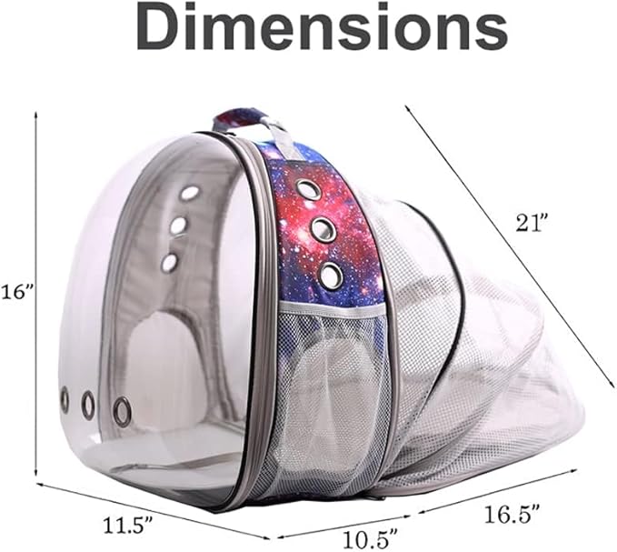halinfer Galaxy Blue Cat Bubble Backpack, Back Extension Space Capsule Astronaut Clear Window Fit up to 12 Pounds Cat, Vet Transport Carry Bookbag, Airline Approved