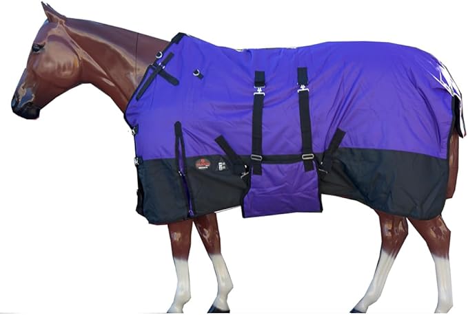 HILASON 1200D Winter Waterproof Poly Horse Turnout Blanket Belly Wrap Purple | 70 in
