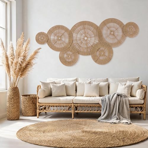 7 Pack Handwoven Boho Baskets Wall Decor (7 Count)