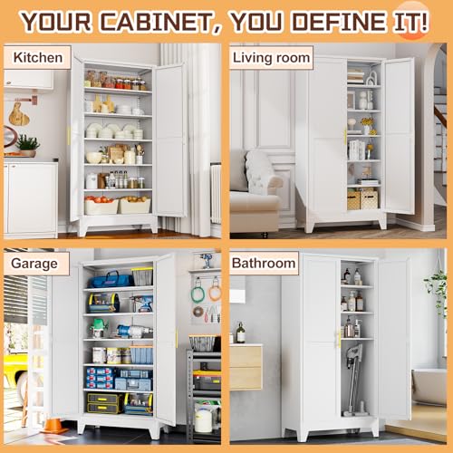 75" Metal Kitchen Pantry Cabinet