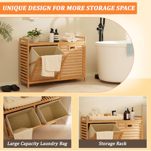 Double Laundry Hamper with Shelf