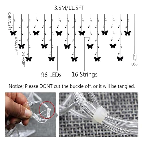 Butterfly Curtain Fairy Lights USB Plug in