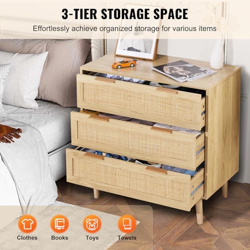 3 Drawer Rattan Dresser