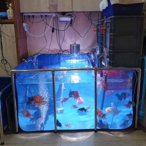 Flexible PVC Canvas Fish Breeding Tank with Steel Frame - 50x40x30cm Aquatic Pets Pool, Backyard Pond, Clear Viewing Window, Easy Assembly, Ideal for Fish and Aquatic Pets