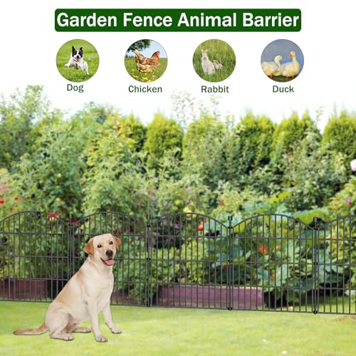 5 Panel No Dig Decorative Garden Fence 24" H x 10'L Outdoor Dog Barrier (20 Sq Ft)