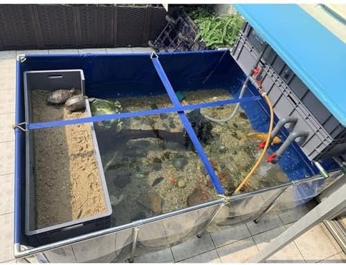 Flexible PVC Canvas Fish Breeding Tank with Steel Frame, 50x40x30cm, Clear Viewing Window, Easy Assembly, Ideal for Aquatic Pets & Backyard Pool Pond