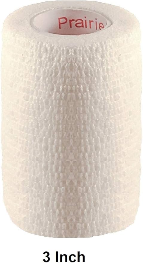 Vet Tape (White) (2 Pack) (3 Inch x 15 feet) Self Adhesive Adherent Adhering Cohesive Flex Self Stick Bandage Grip Roll Dog Cat Pet Horse