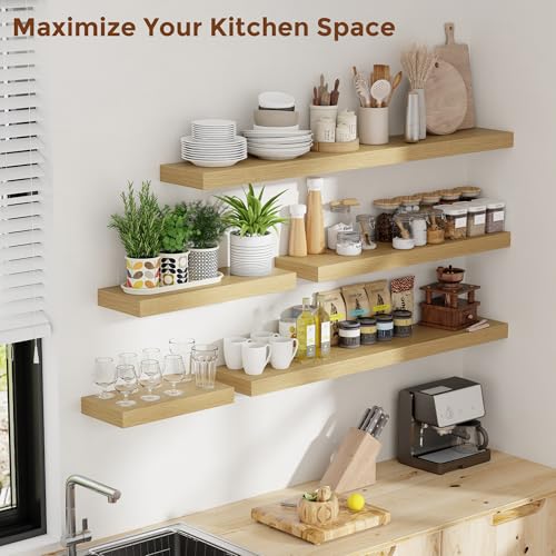 40 Inch Floating Shelves for Wall 8 Inch Deep Oak Shelves Set of 2